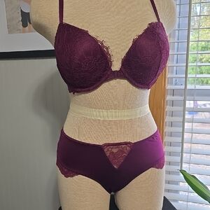 Victoria's Secret Plum Lace Bra and Panty Set